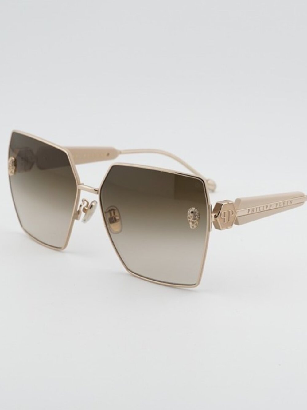 Philipp Plein SPP122S 0F47 Sunglasses Gold Square Frame, Brown Lenses